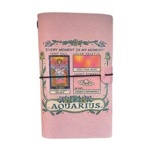 Travelers Notebook Journal Refillable Faux Leather A3 Zodiac Aquarius Pink
